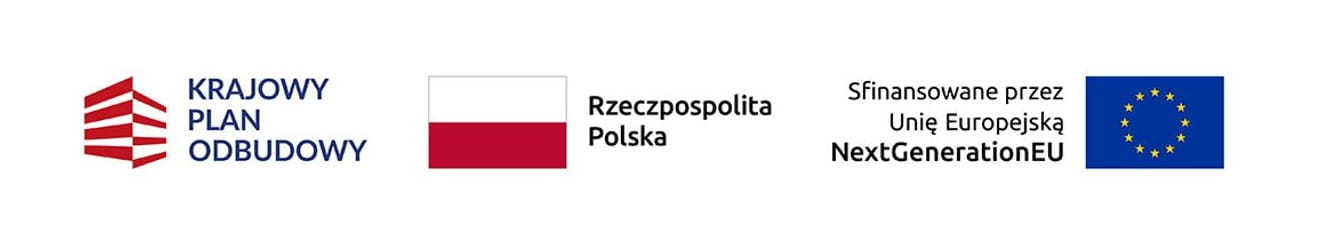 Logotypy Krajowy Plan Odbudowy, Rzeczpospolita Polska oraz Sfinansowane przez Unię Europejską NextGenerationEU